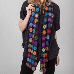 NWT Multicolor Abstract Windhorse Mayu'r Wool/Silk Scarf- Art to Wear Lagenlook